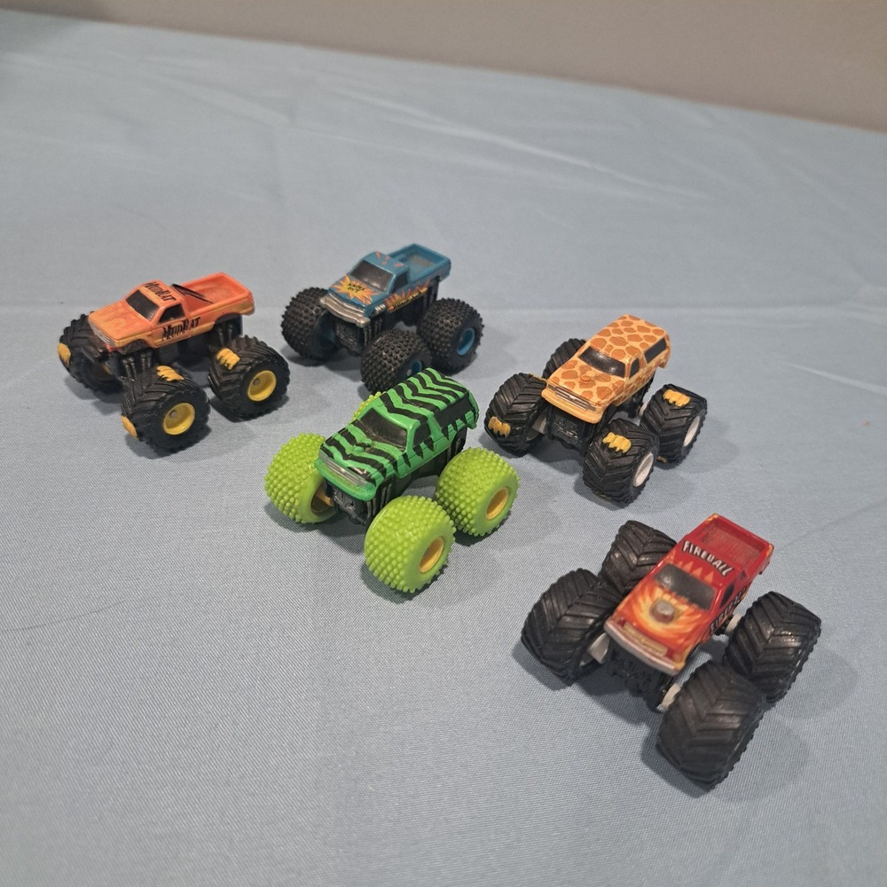 VTG Galoob Micro Machines Monster Truck Lot Fireball Mud Rat Knock Out Giraffe